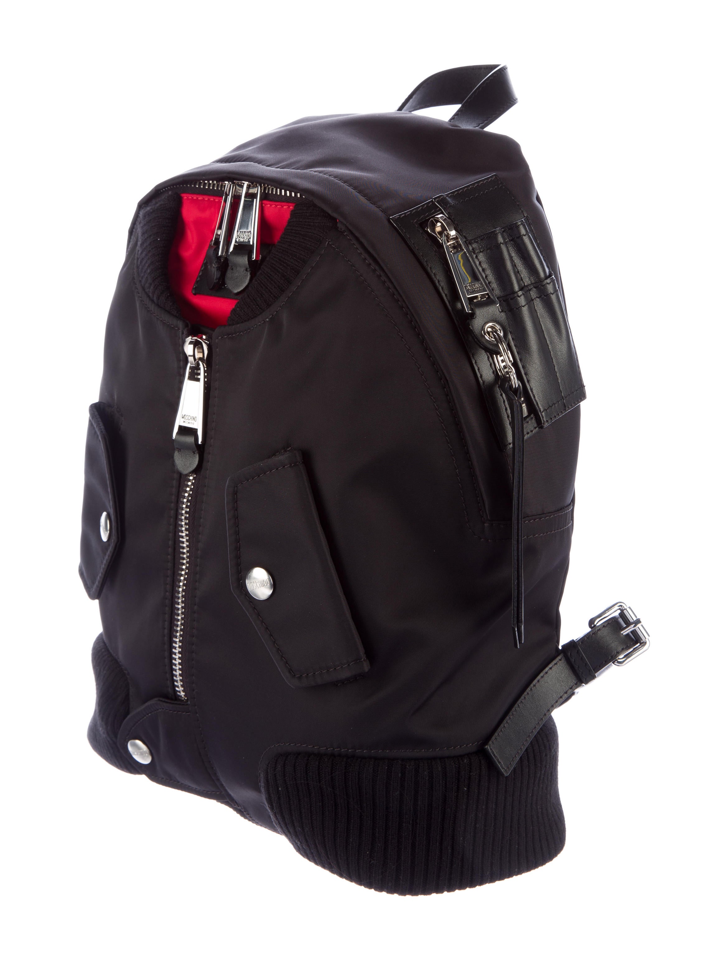 Moschino Bomber Jacket Backpack w/ Tags Black Backpacks, Handbags MOS27319 The RealReal