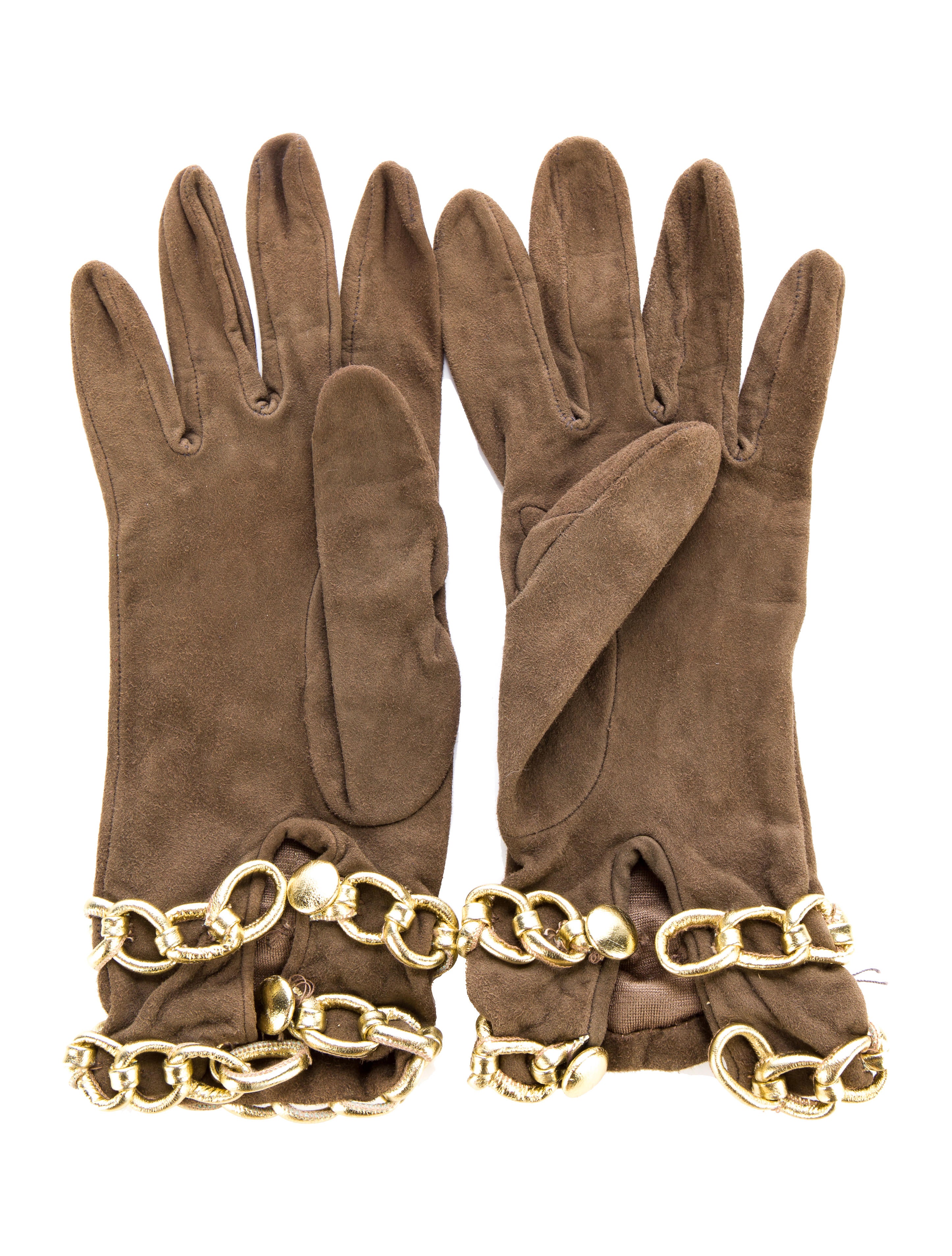 Moschino Suede ChainLink Gloves Accessories MOS27777 The RealReal