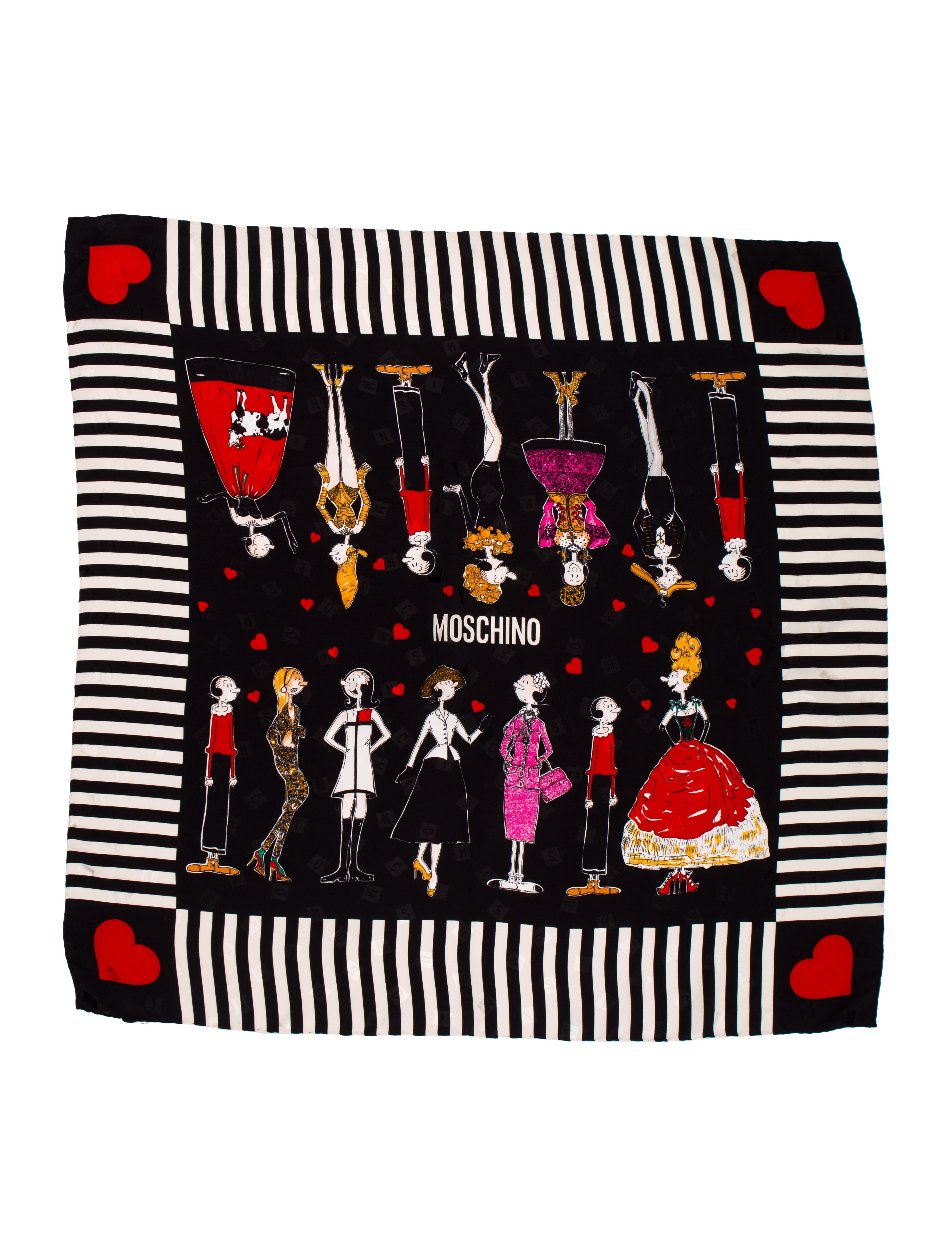 Moschino Olive Oyl Silk Scarf - Black Scarves and Shawls