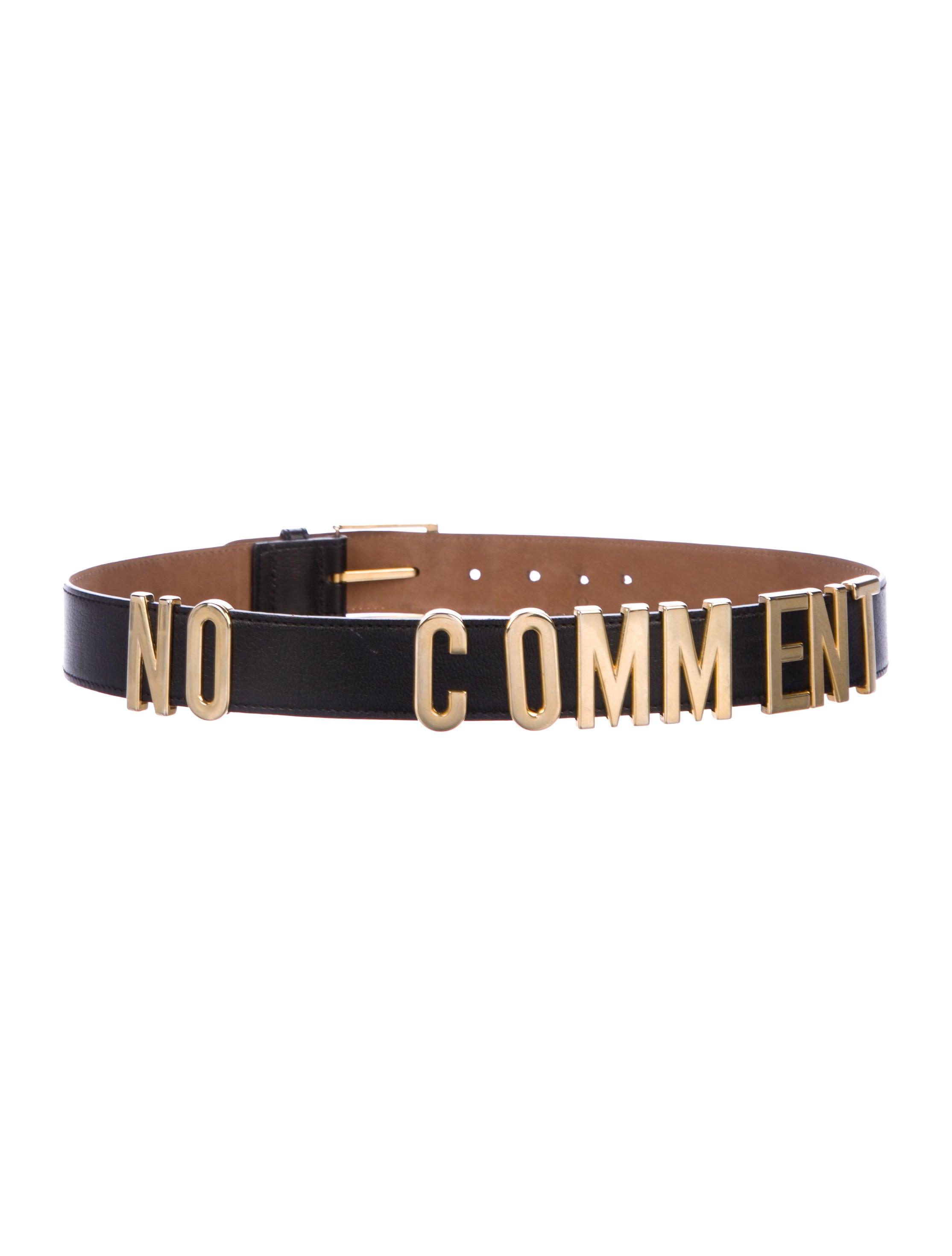 Moschino No Comment Leather Belt - Black Belts, Accessories