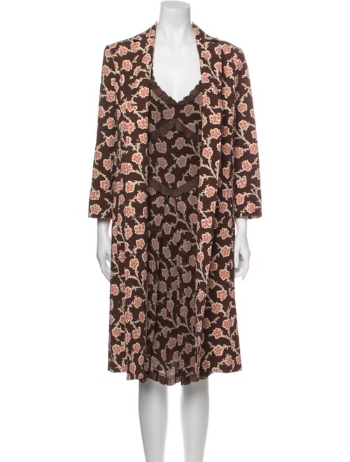 Moschino Floral Print Dress Set Brown