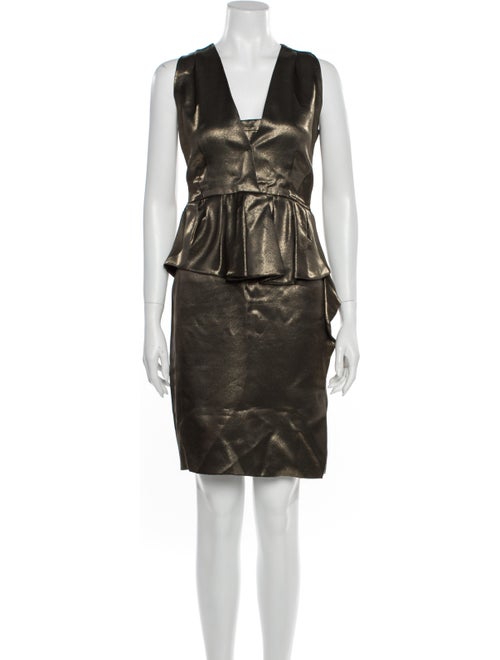 Moschino Metallic Peplum Dress Metallic
