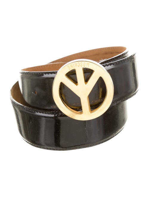 Moschino Leather Peace Belt Black