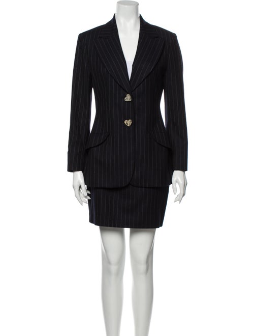 Moschino Wool Striped Skirt Suit Wool
