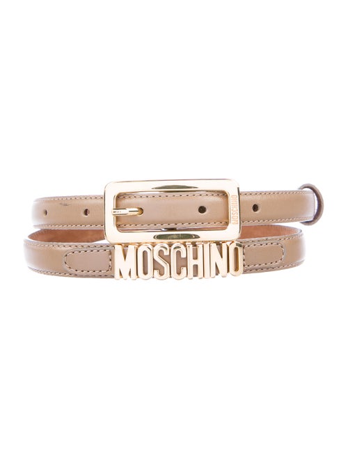 Moschino Leather Skinny Belt gold