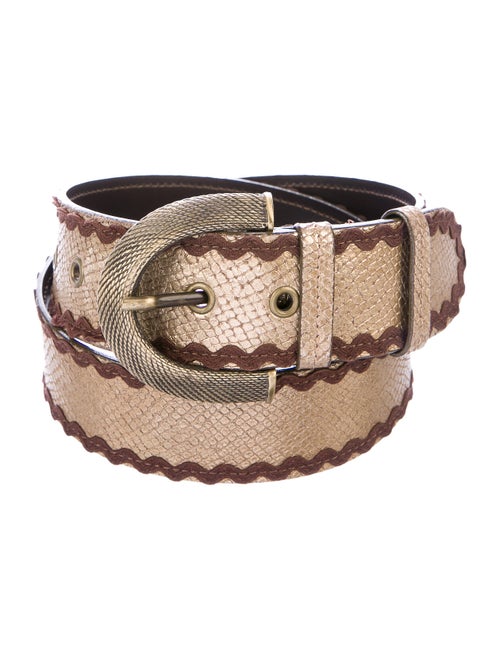 Moschino Embossed Leather Belt Gold