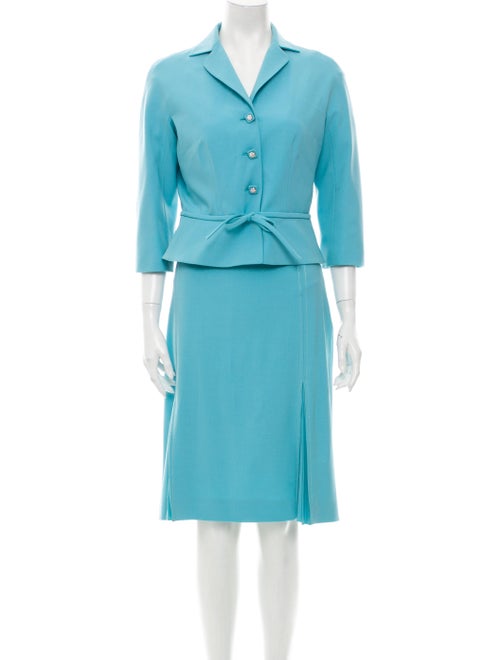 Moschino Wool Pleated Accents Skirt Suit Wool