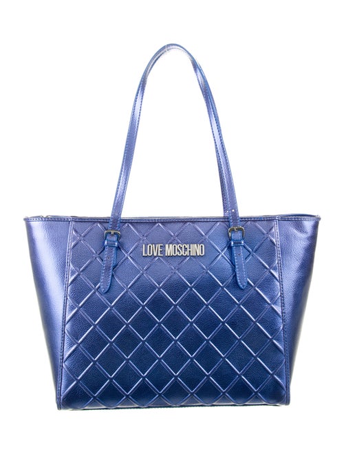 Moschino Metallic Quilted Leather Shoulder Bag Met