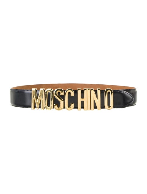 Moschino Leather Logo Belt Black