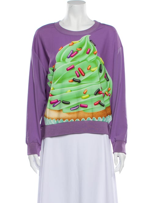Moschino Graphic Print Crew Neck Sweatshirt Purple