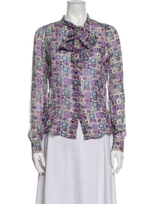 Moschino Printed Mock Neck Blouse Purple