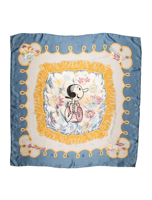 Moschino Silk Printed Scarf Blue