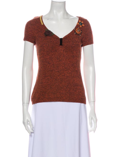 Moschino V-Neck Short Sleeve Top Orange