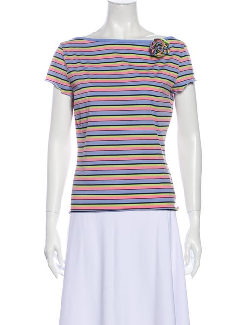 Moschino Striped Bateau Neckline T-Shirt Blue