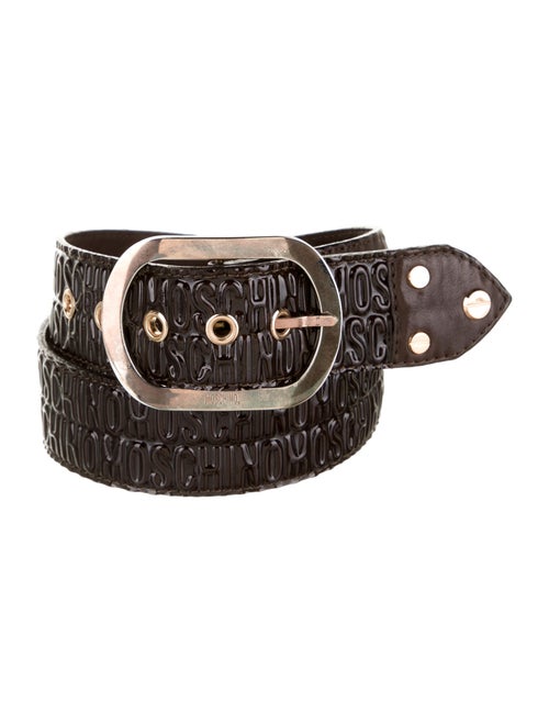 Moschino Embossed Patent Leather Belt Black
