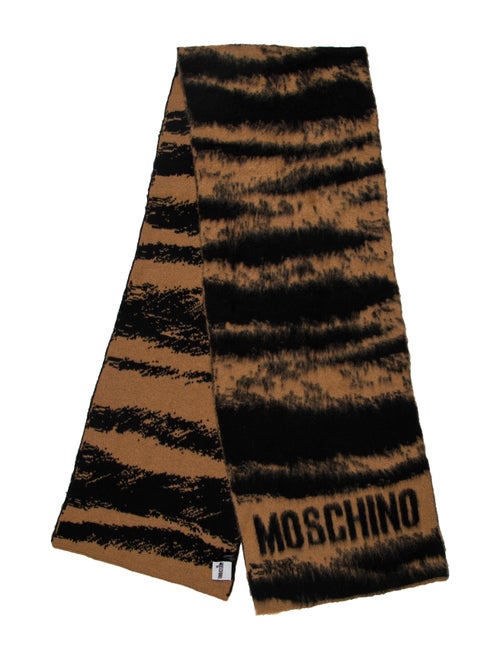 Moschino Mohair Logo Scarf Tan