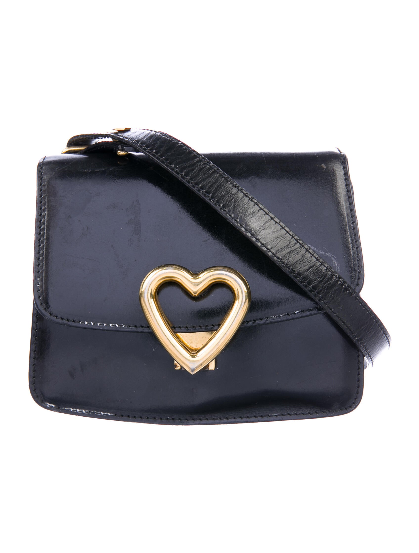 Moschino Vintage Heart Emblem Crossbody Bag Handbags MOS46183 The