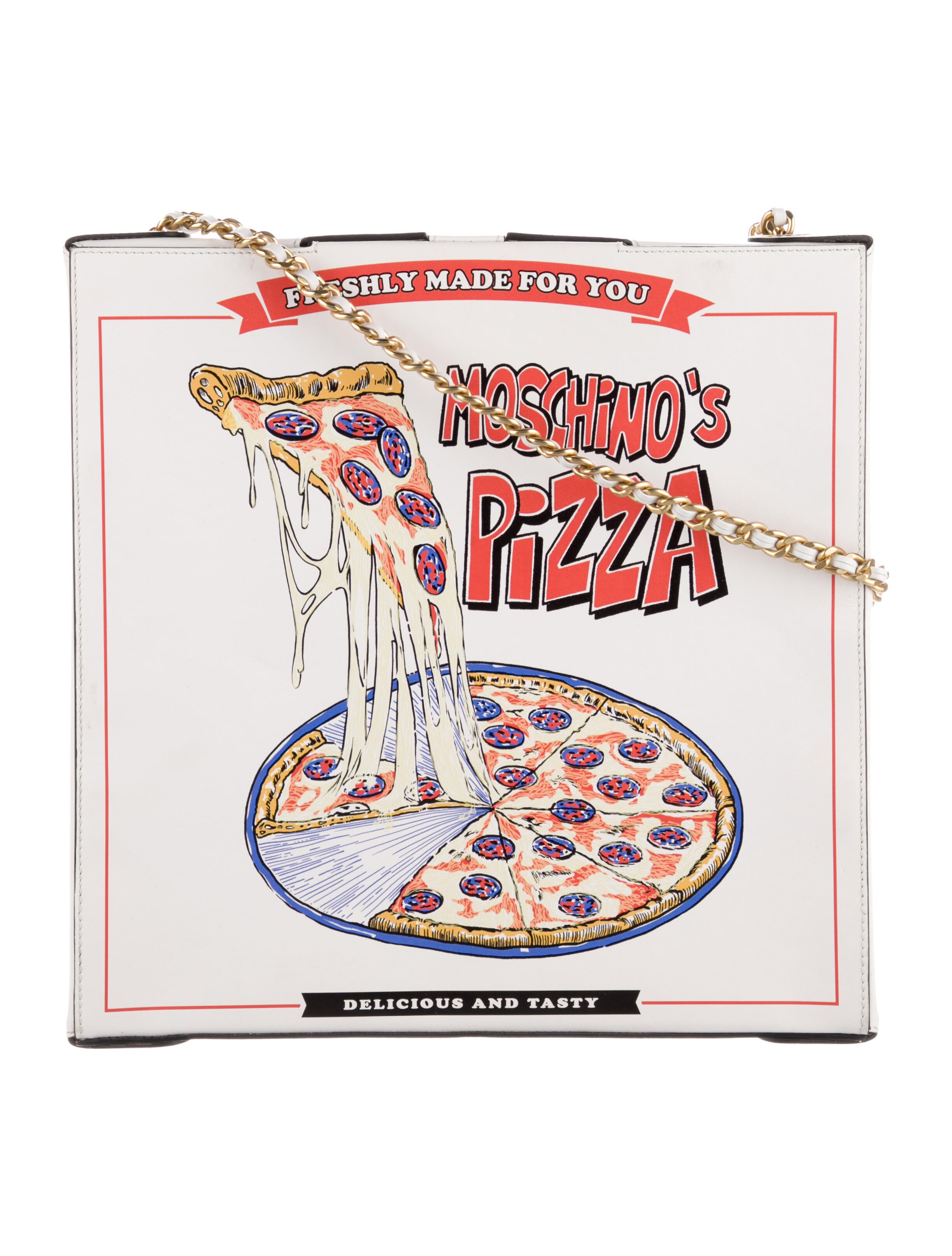 Moschino Leather Pizza Box Crossbody Bag - White Crossbody Moschino Leather Pizza Box Crossbody Bag - White Crossbody
