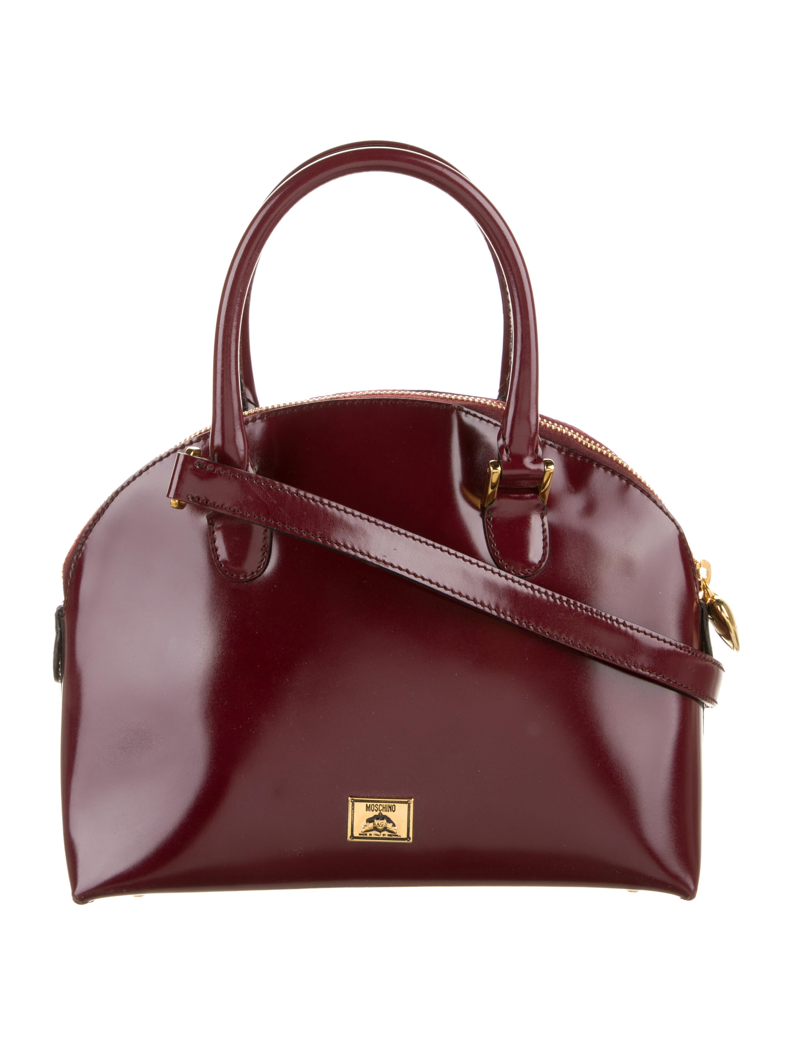 Moschino Leather Handle Bag Burgundy Handle Bags, Handbags MOS68273