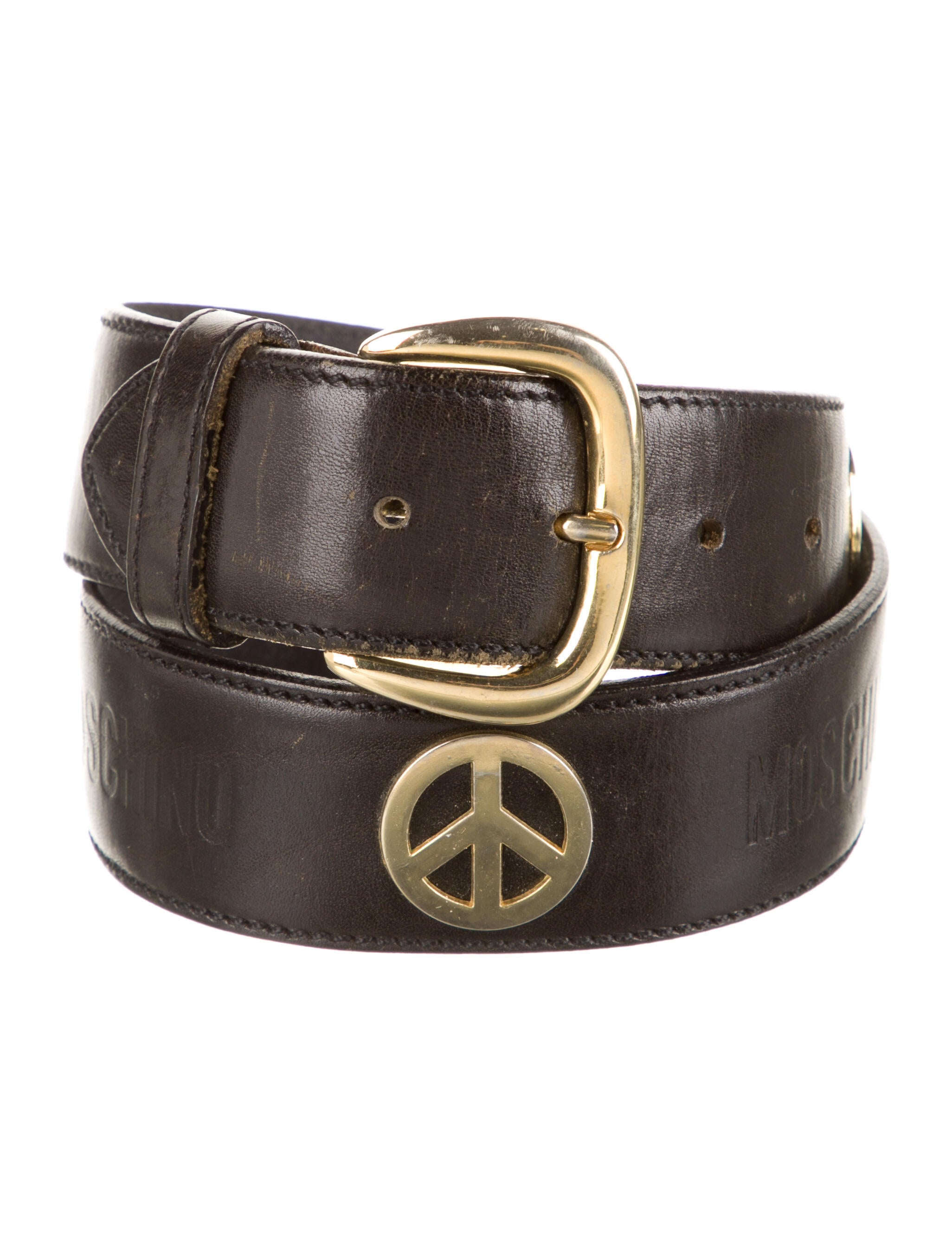 Moschino leather belt with gold accent Vintage Moschino Letter Belt - Raleigh Vintage main image 3