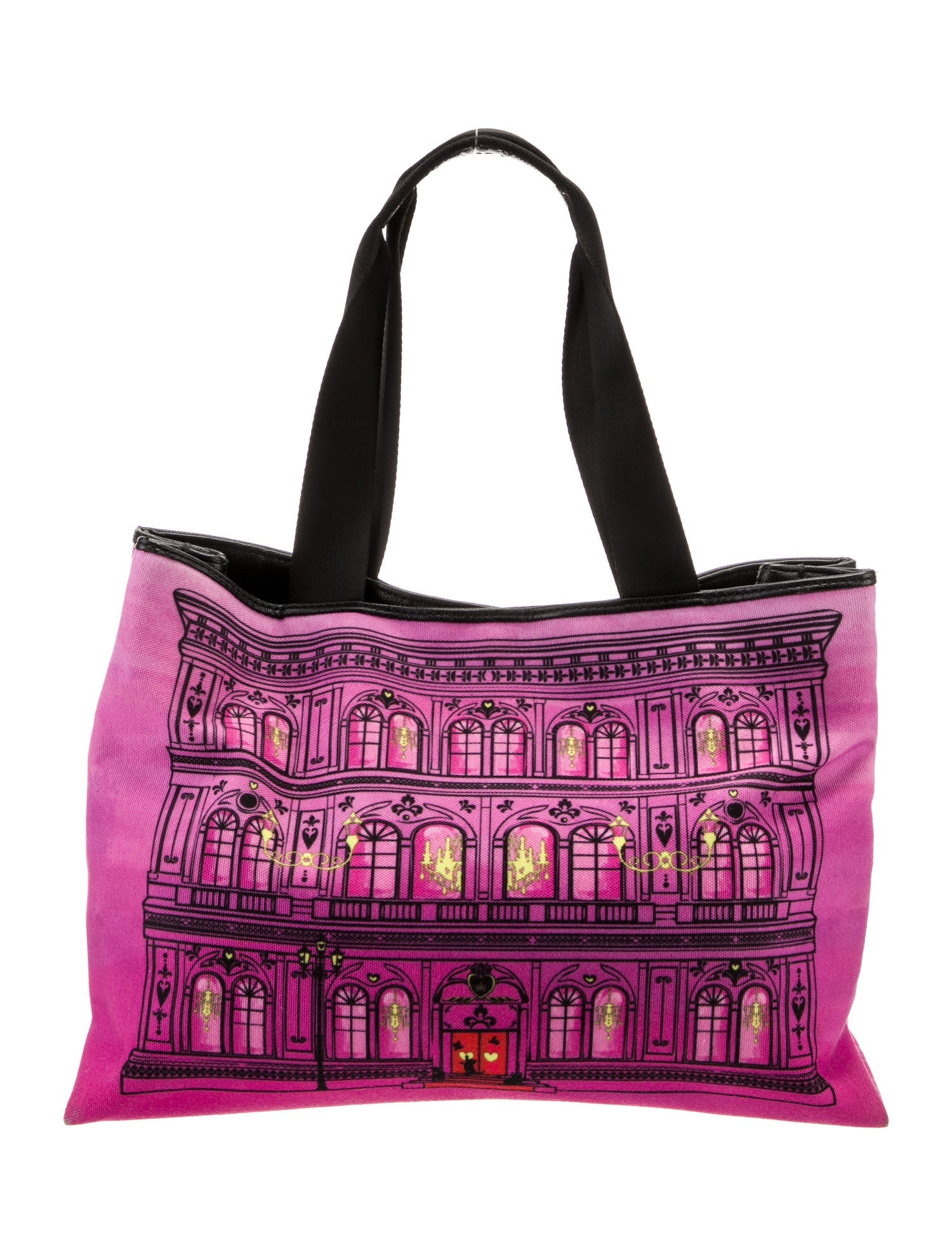 Moschino Printed Canvas Tote Bag Pink Totes, Handbags MOS76081