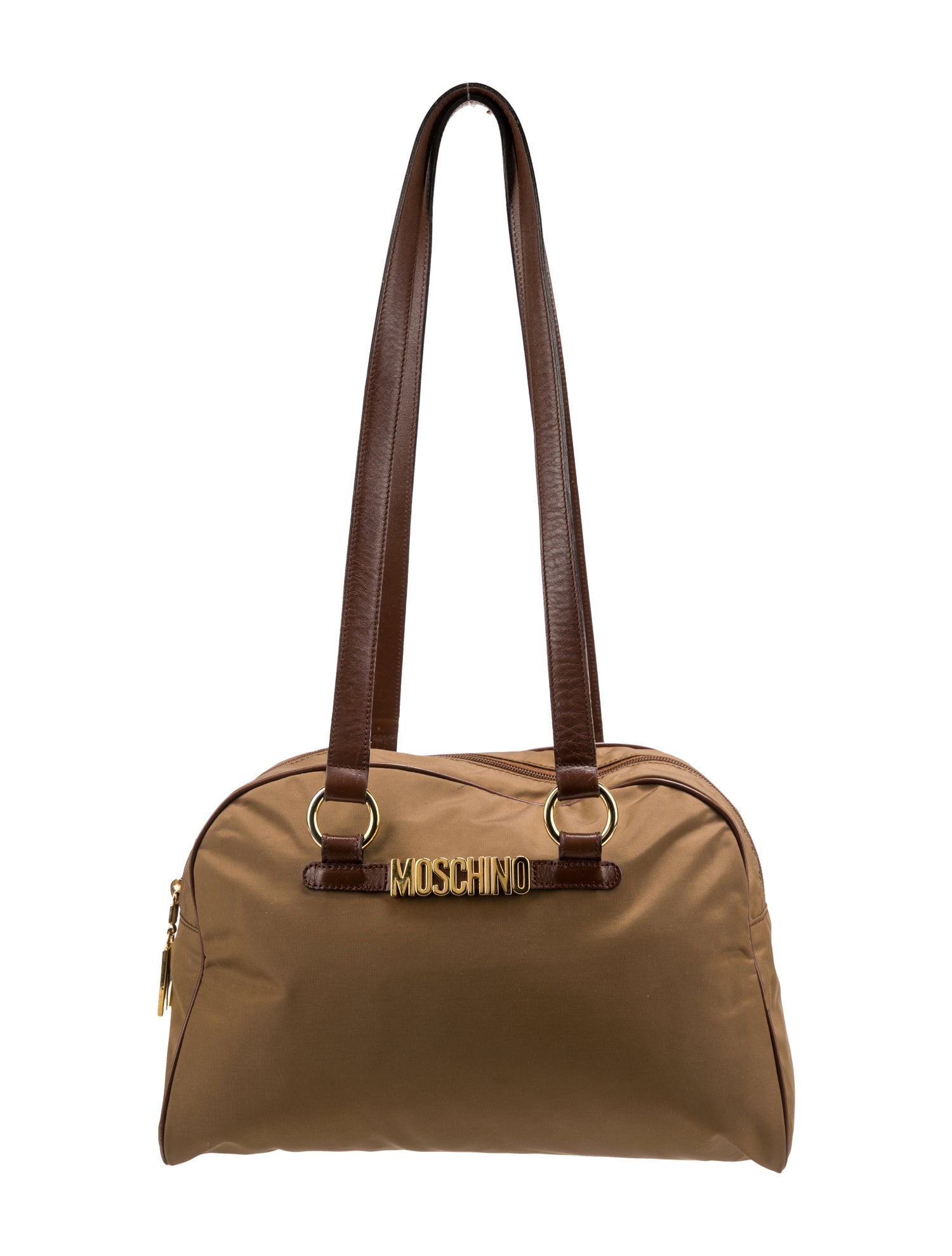 Moschino Leather Trim Nylon Shoulder Bag - Brown Shoulder