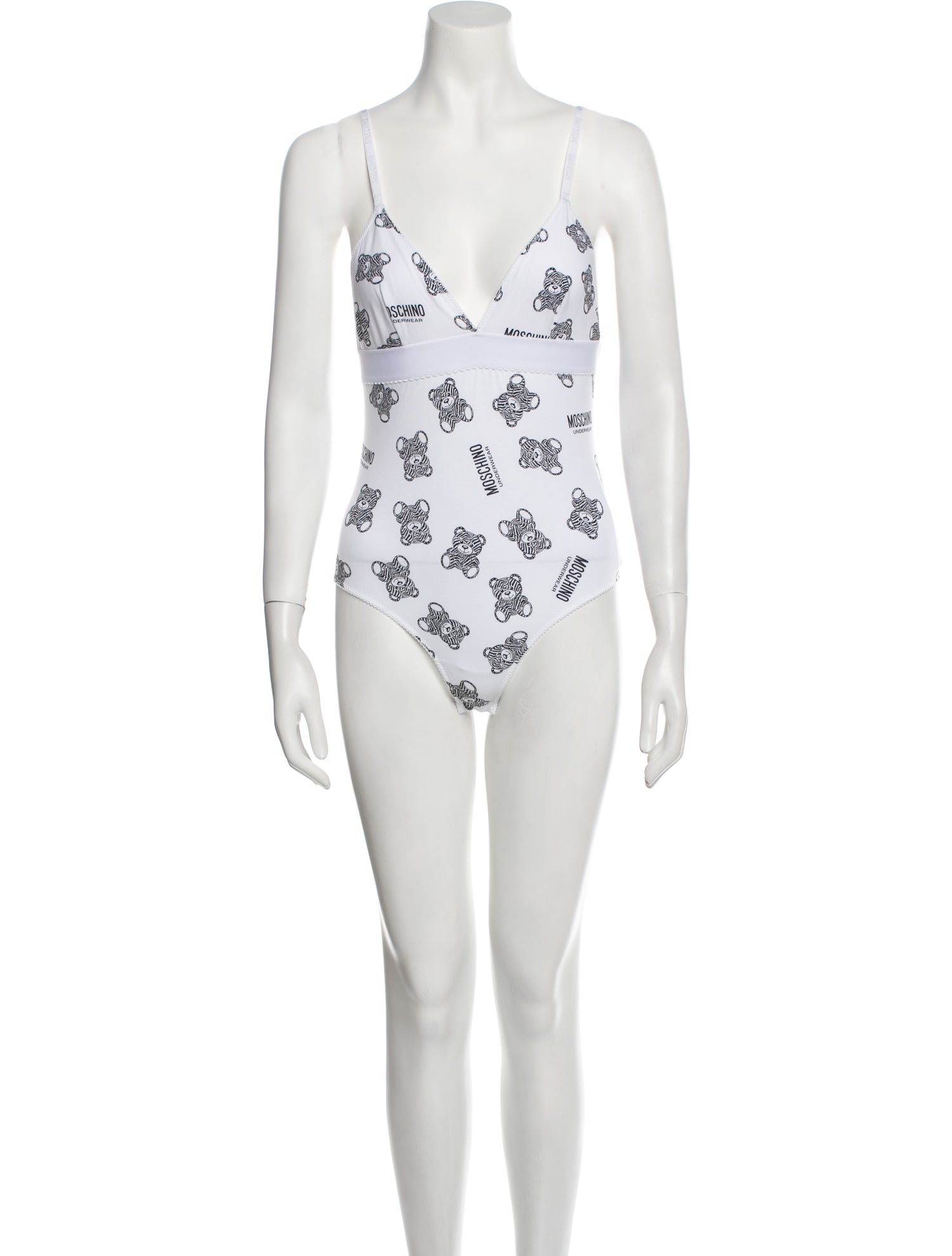 Moschino Graphic Print Plunge Neckline Bodysuit