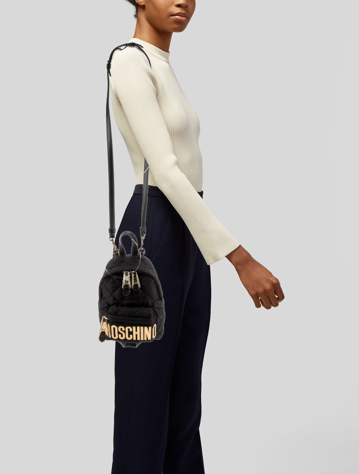 Moschino Nylon Backpack - Black Backpacks, Handbags 
