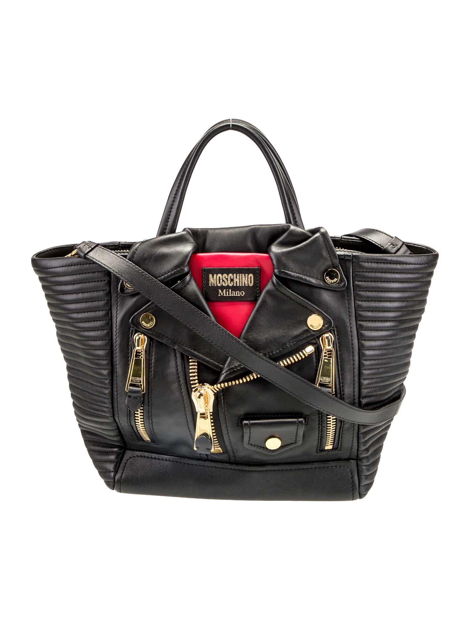 MOSCHINO LEATHER SHOULDER BAG ショルダーバッグ Moschino Leather Shoulder Bag - Black Shoulder Bags