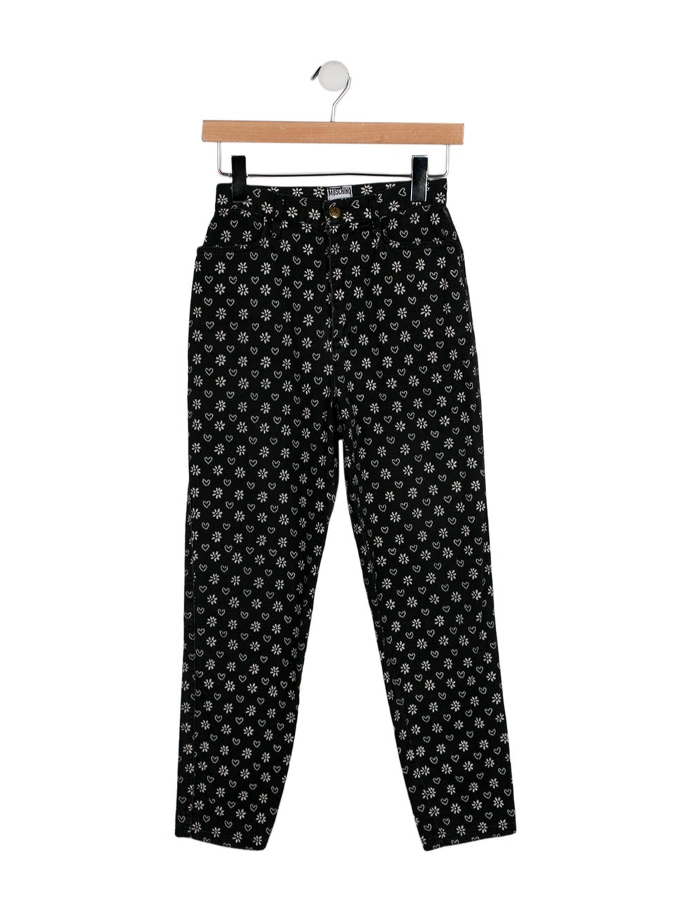 Moschino Jeans Skinny Leg Jeans Vintage From the 1980's Collection Blue Floral Print High-Rise 2 Pockets