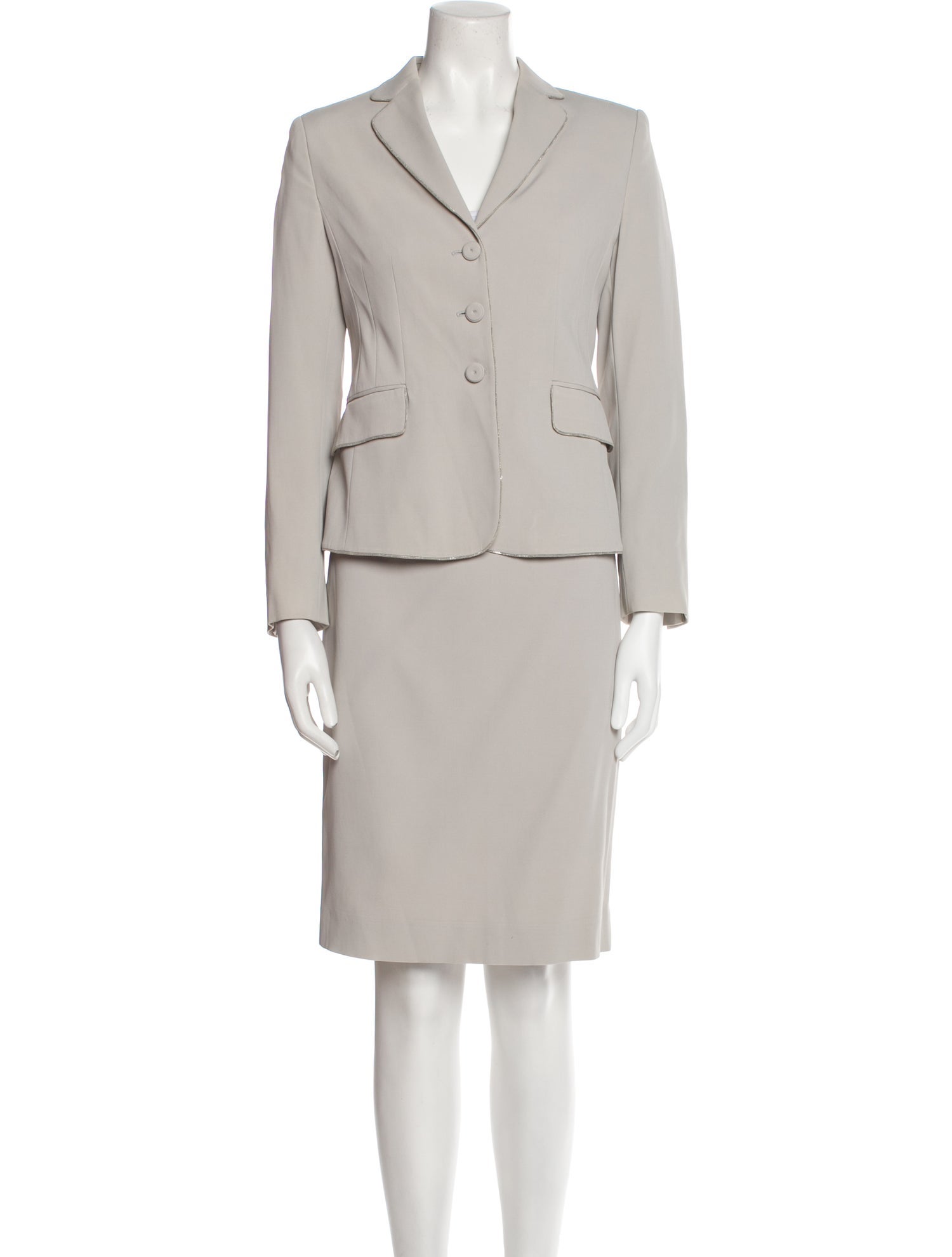 Moschino Cheap and Chic Beaded Accents Skirt Suit