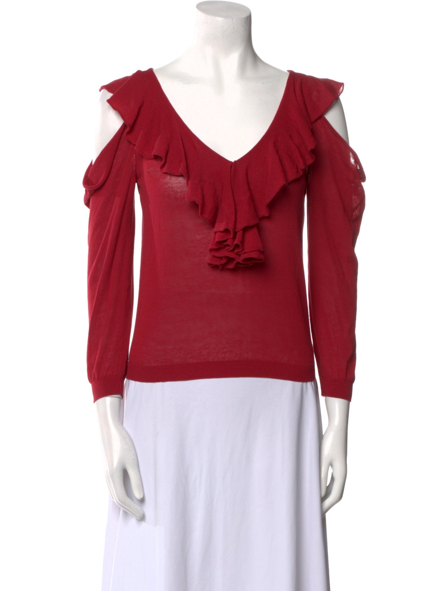 Moschino V-Neck Three-Quarter Sleeve Blouse