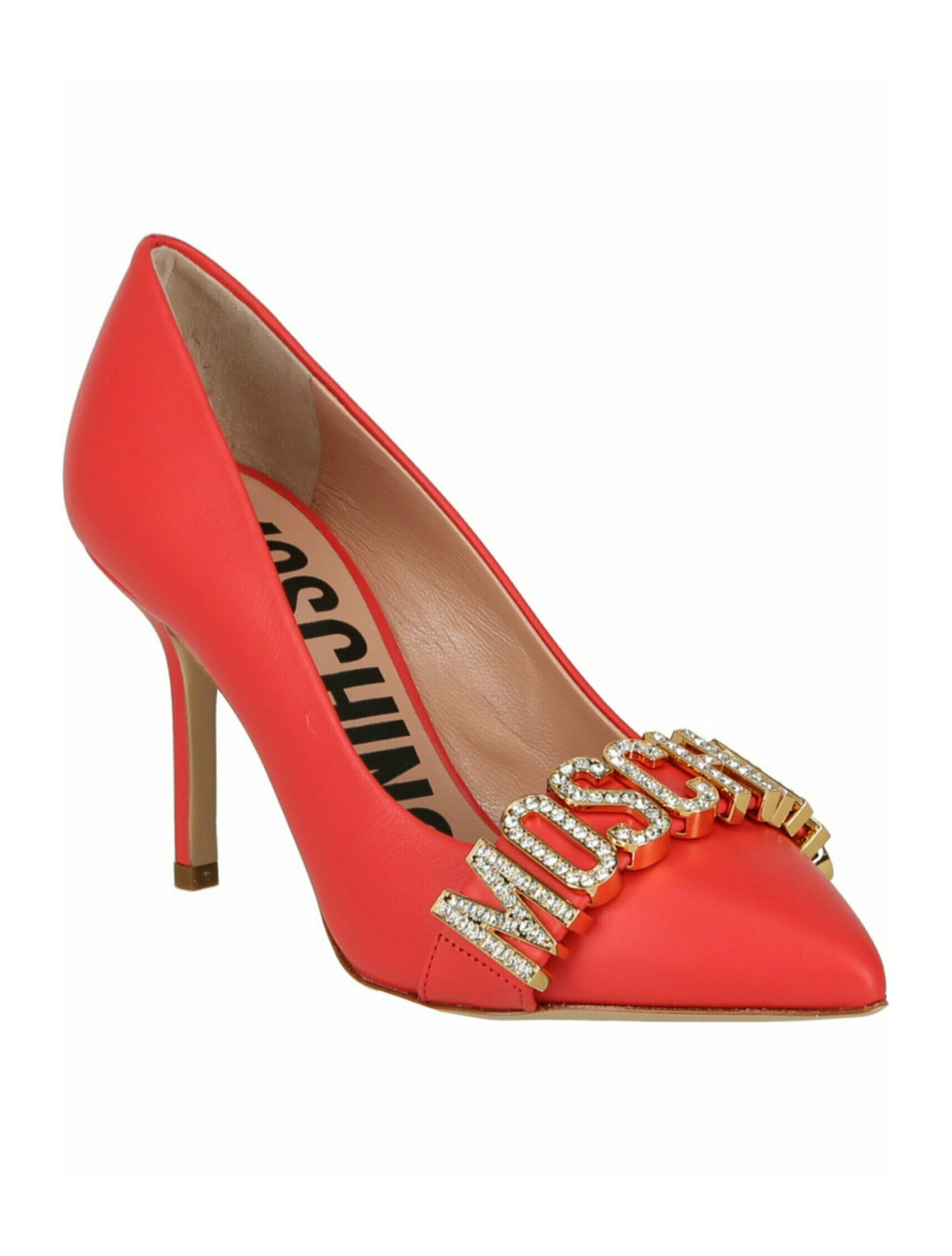 Moschino Lettering Calf Leather Pumps w/ Tags