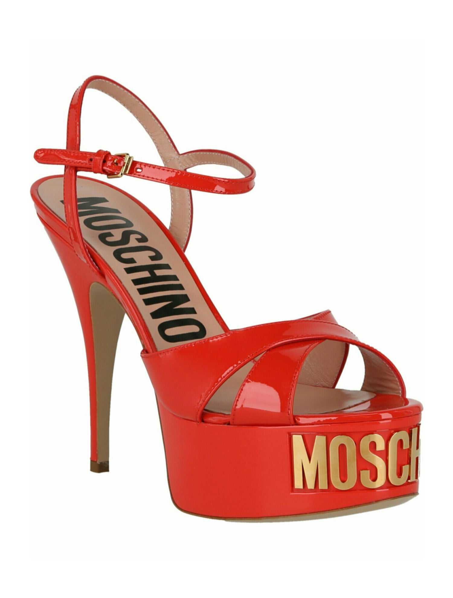 Moschino Lettering Vegan Leather Sandals w/ Tags