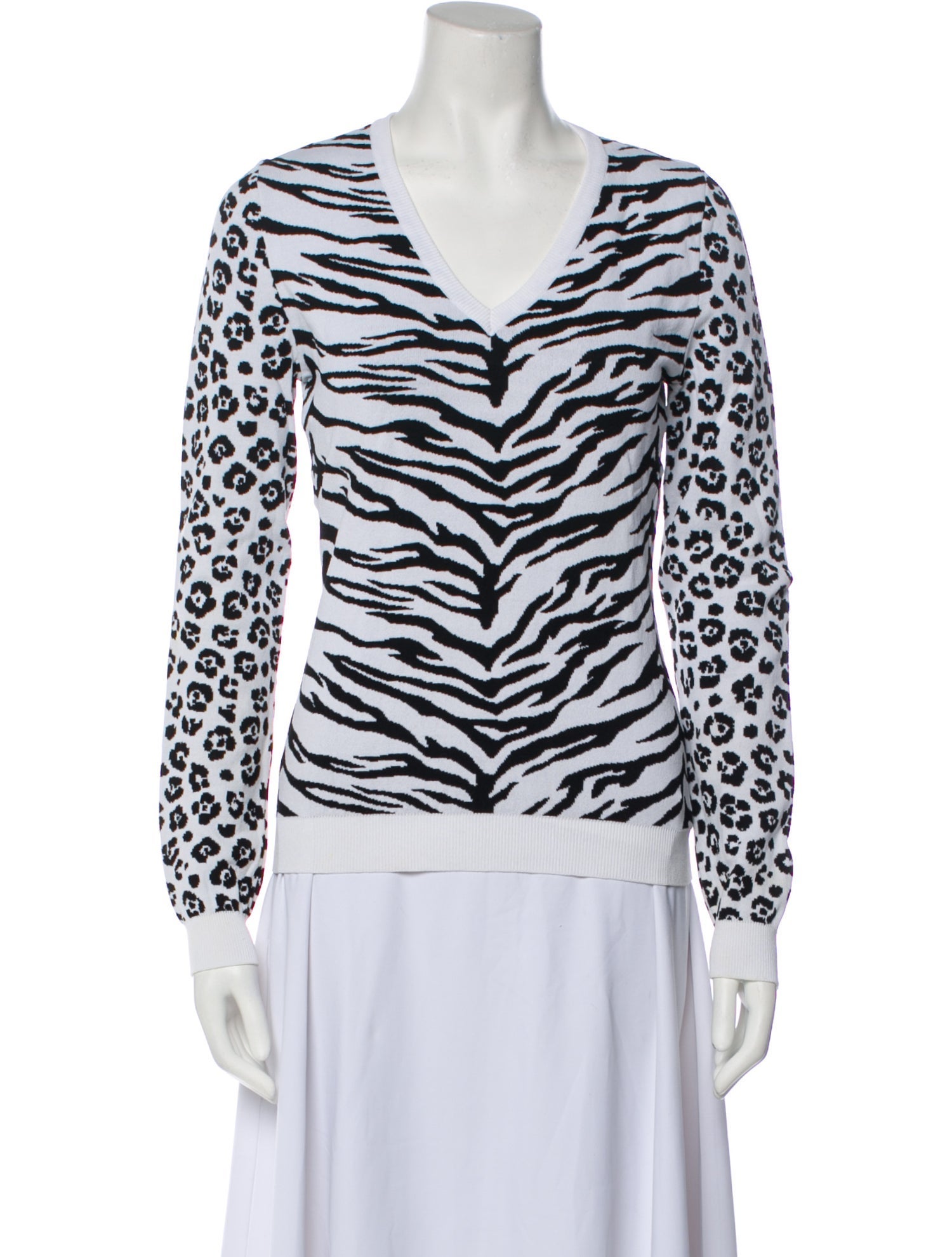 Moschino Animal Print V-Neck Sweater