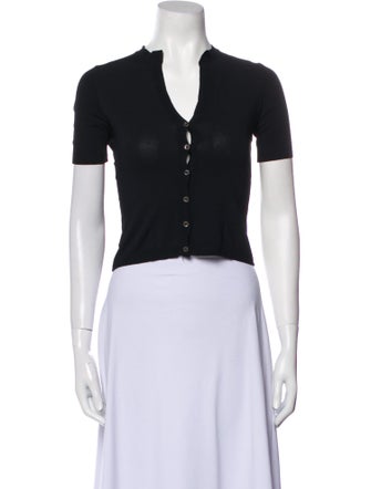 Moschino V-Neck Short Sleeve Crop Top