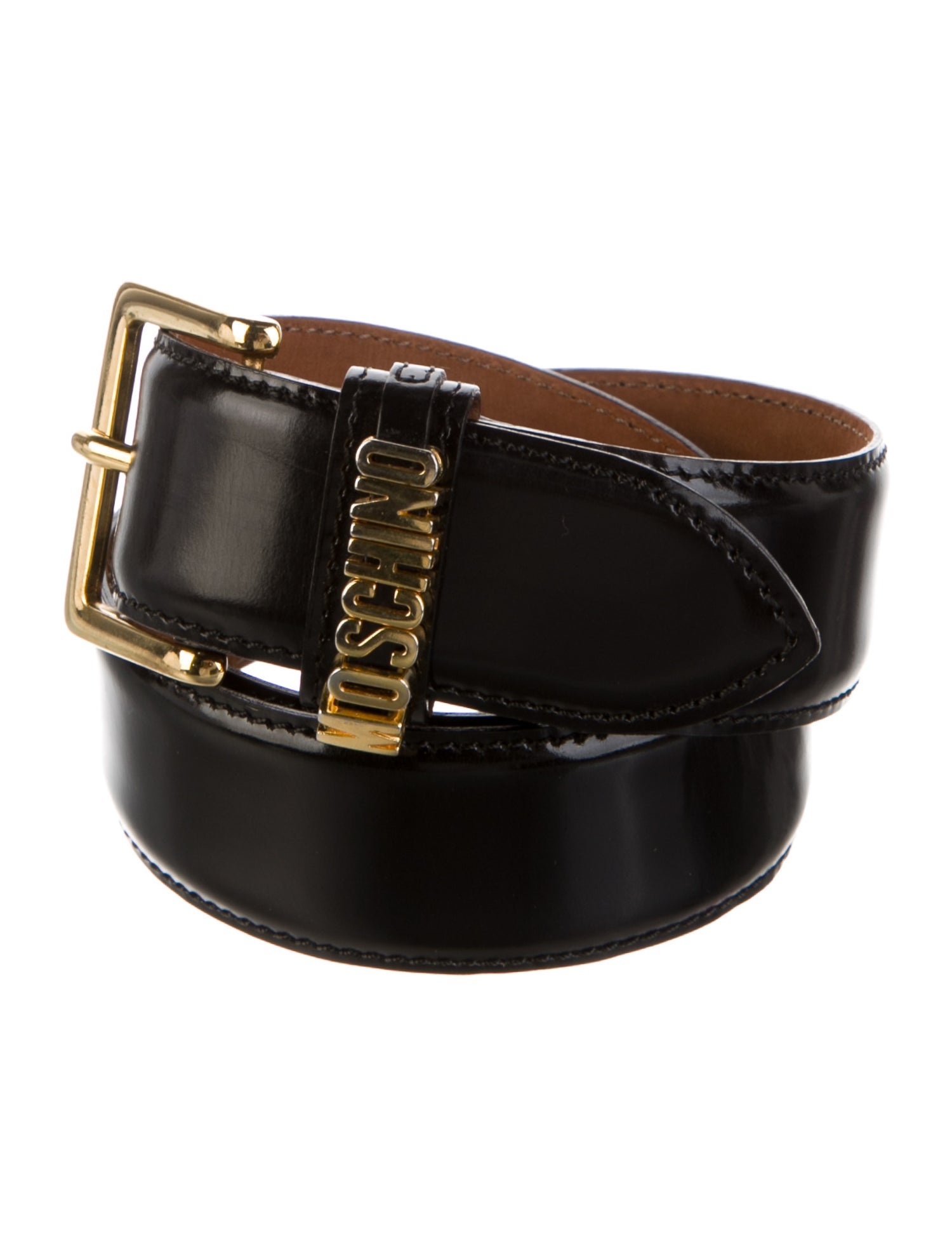 MOSCHINO gold leather belt Belt in leather with logo | Moschino main image 4