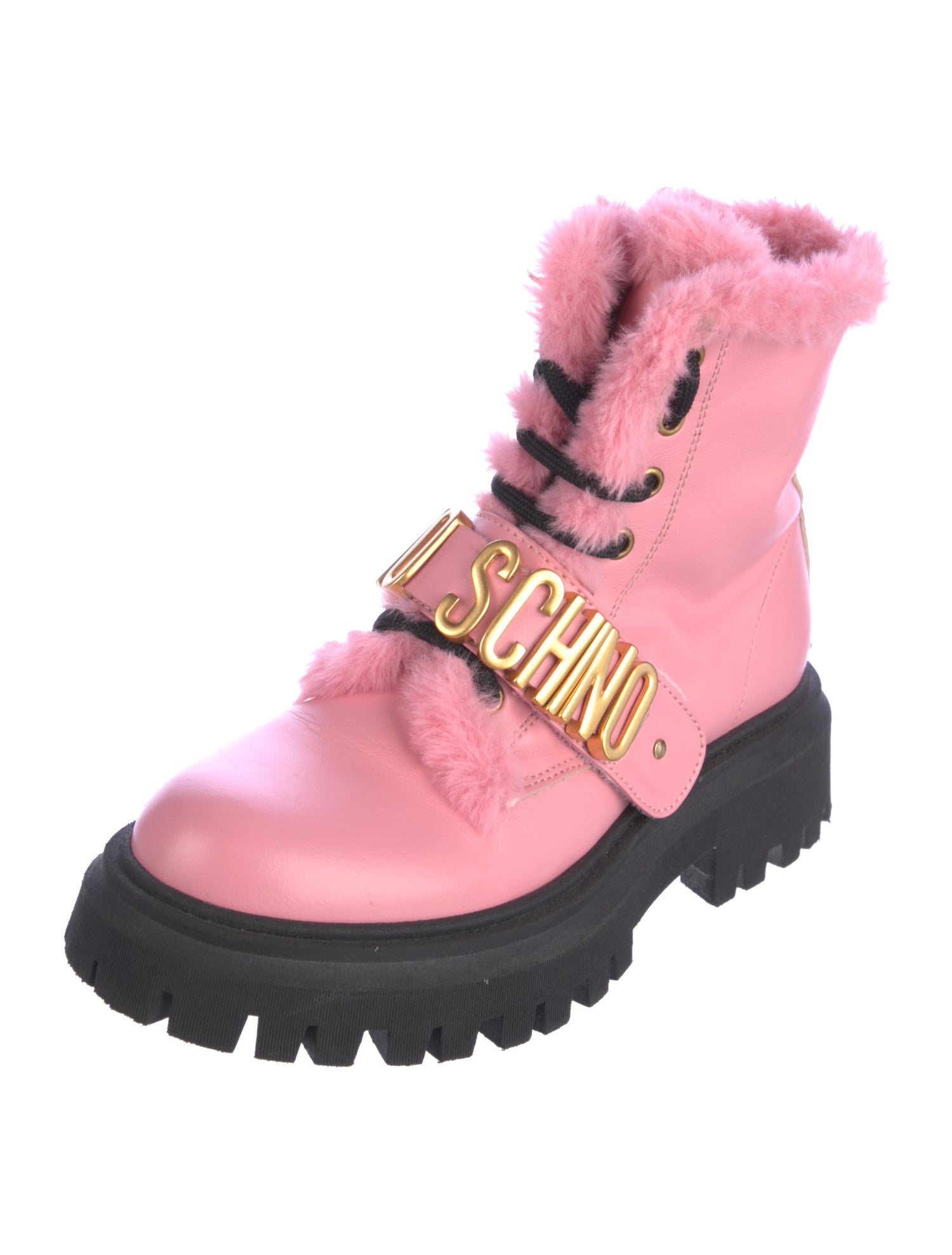 Moschino Leather Combat Boots