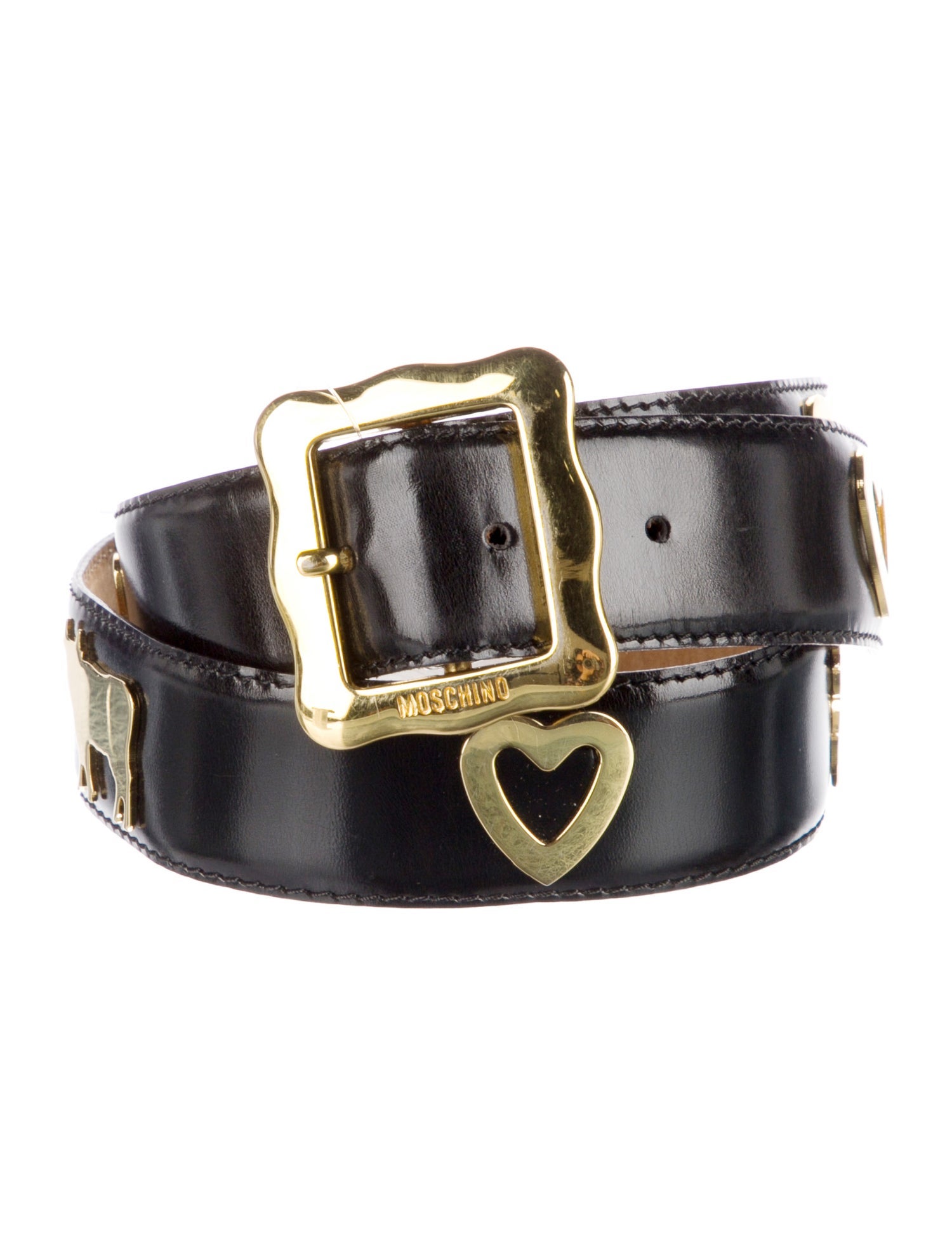 Women Moschino Black & Gold belt Moschino Black Leather Teddy Bear Buckle Belt 110 cm main image 3