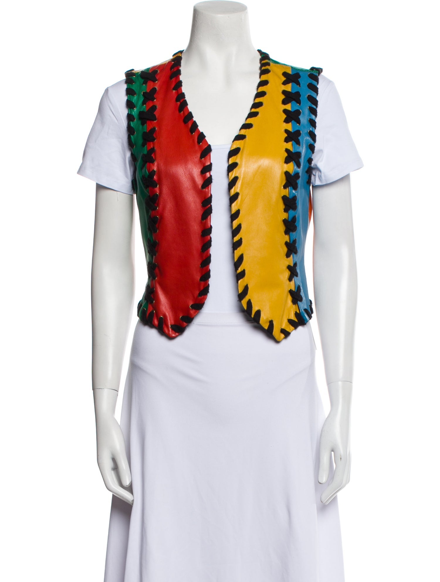 Moschino Leather Floral Print Vest