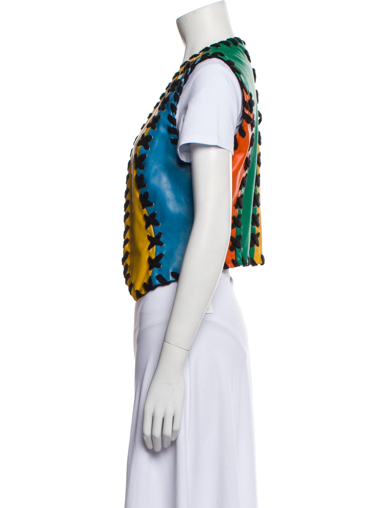 Moschino Leather Floral Print Vest