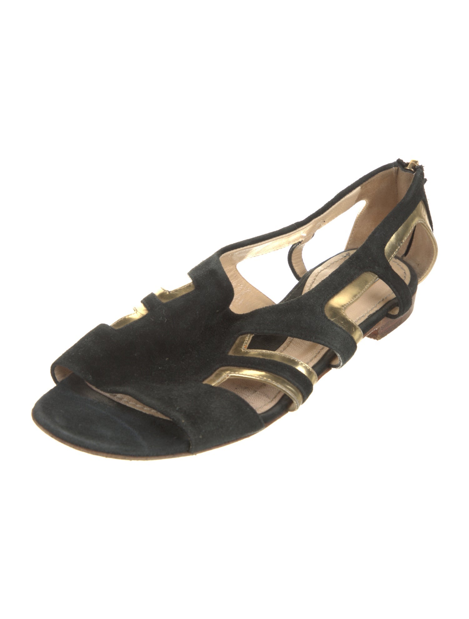 Moschino Suede Leather Trim Embellishment Slingback Sandals