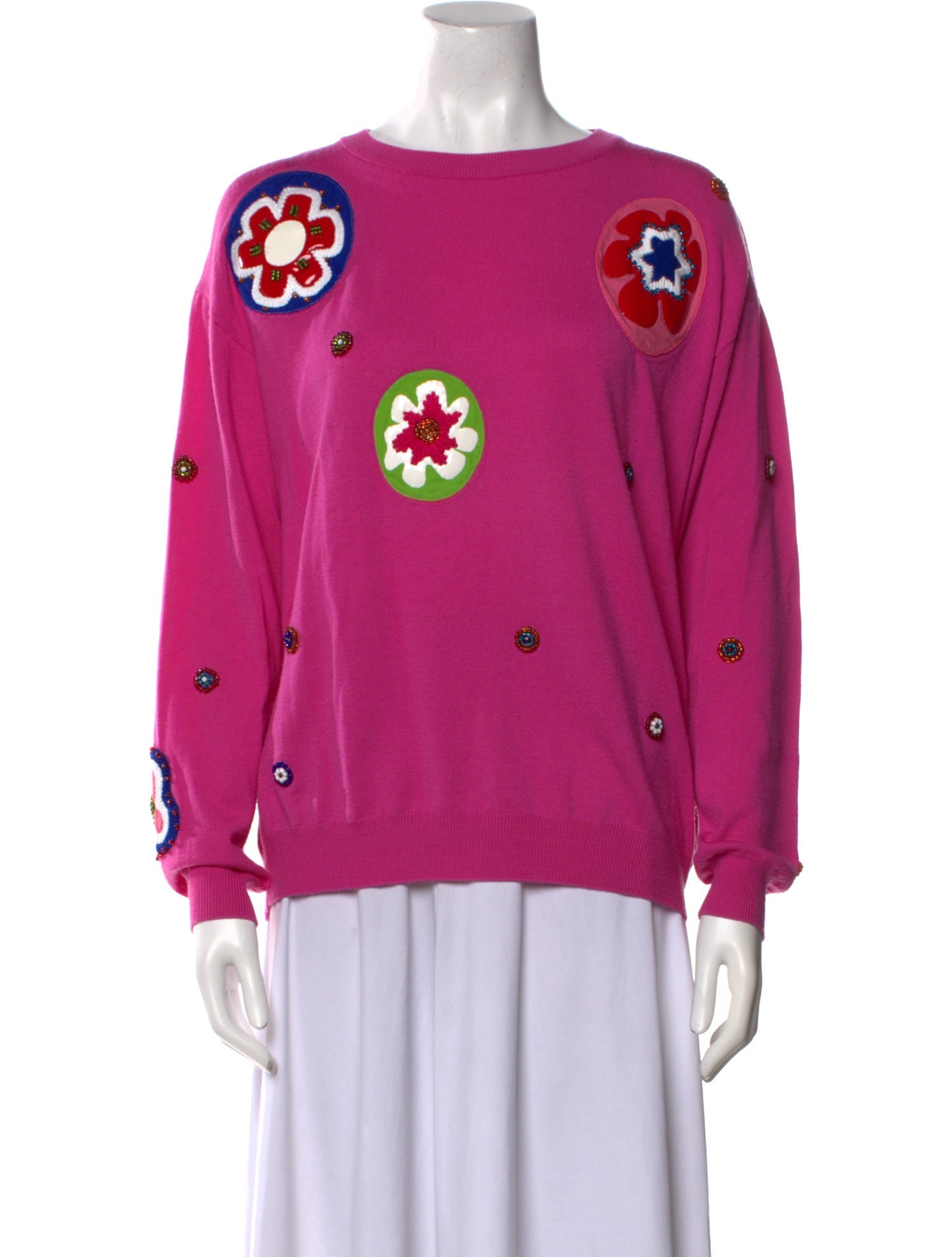 Moschino Virgin Wool Floral Print Sweater