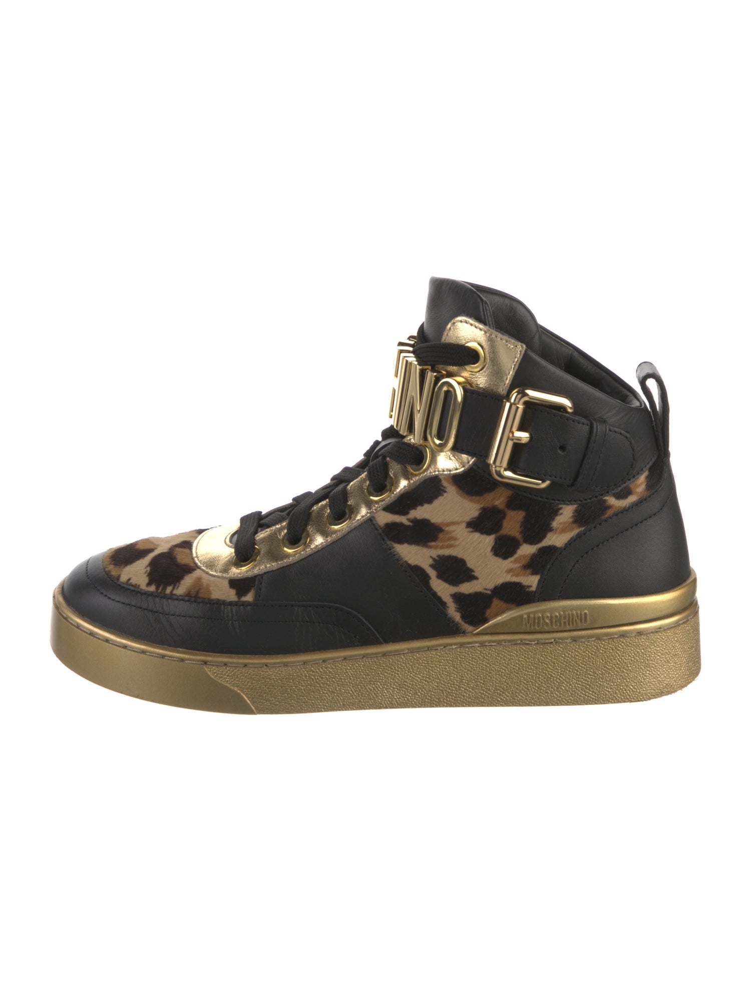 Moschino Leather Animal Print Sneakers