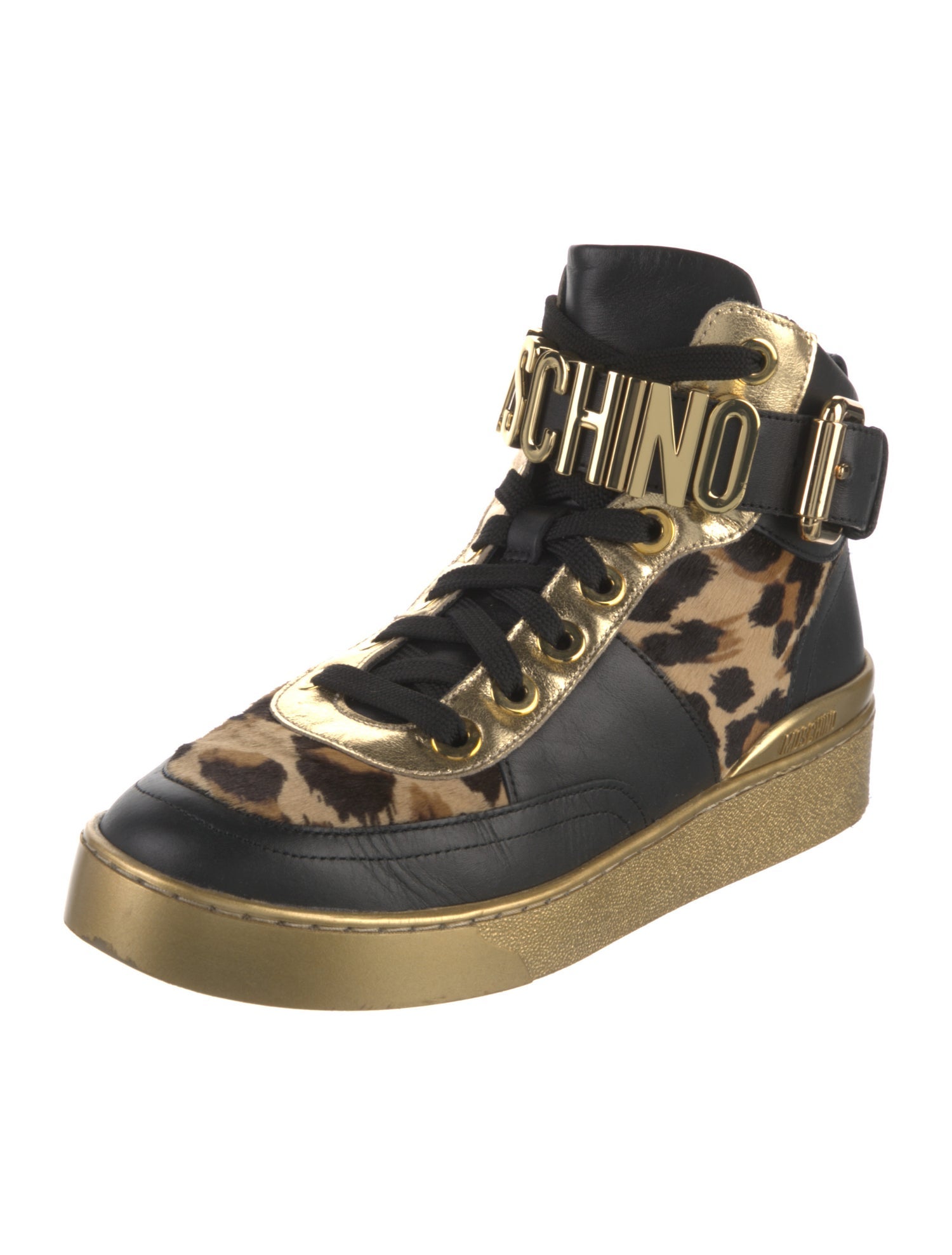 Moschino Leather Animal Print Sneakers