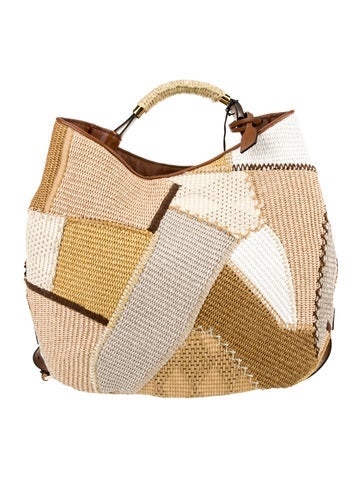 Moschino Hobos Raffia Bucket Bag