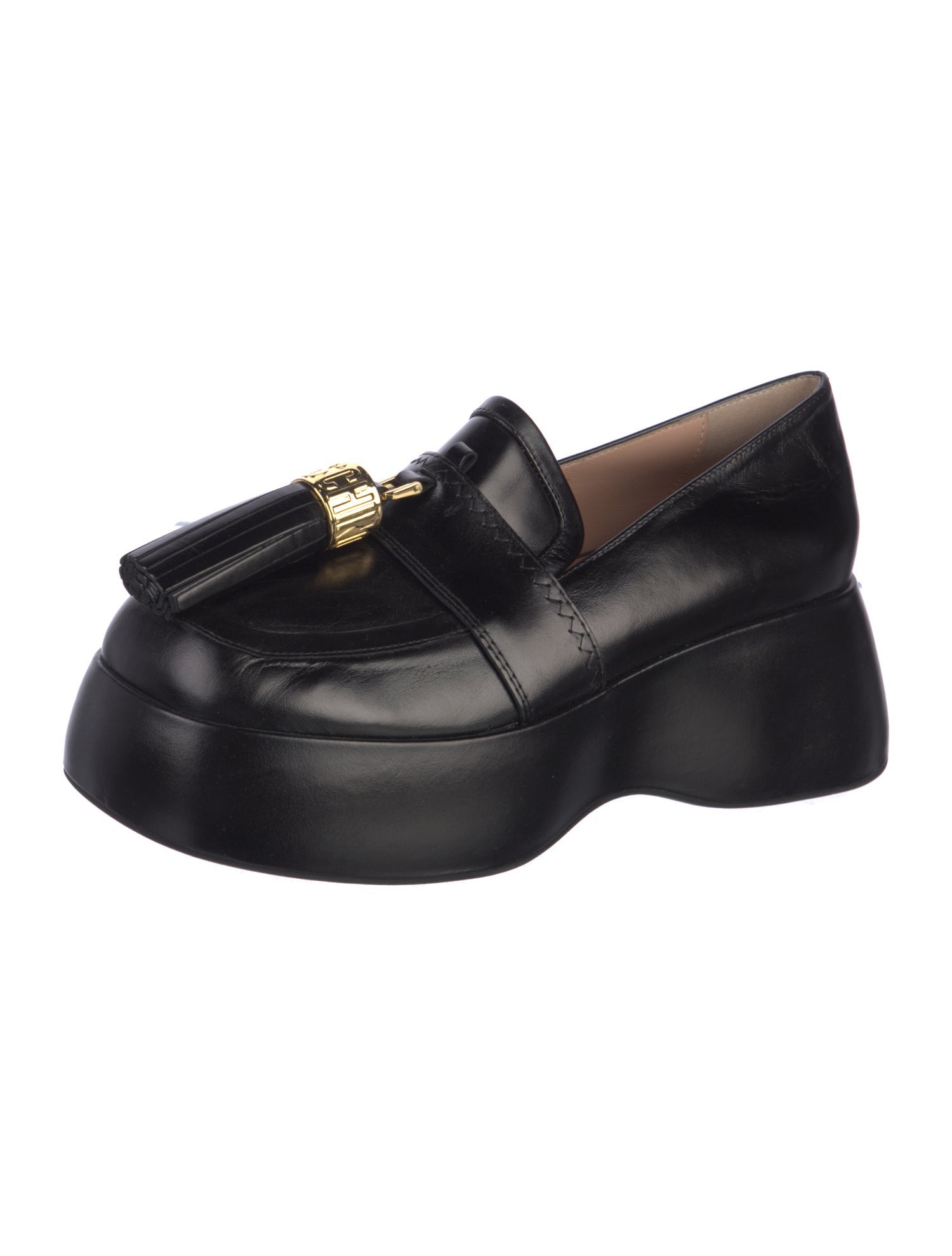 Moschino Leather Tassel Accents Loafers