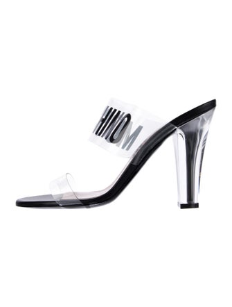 Moschino Leather Graphic Print Slides