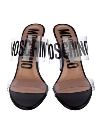 Moschino Leather Graphic Print Slides