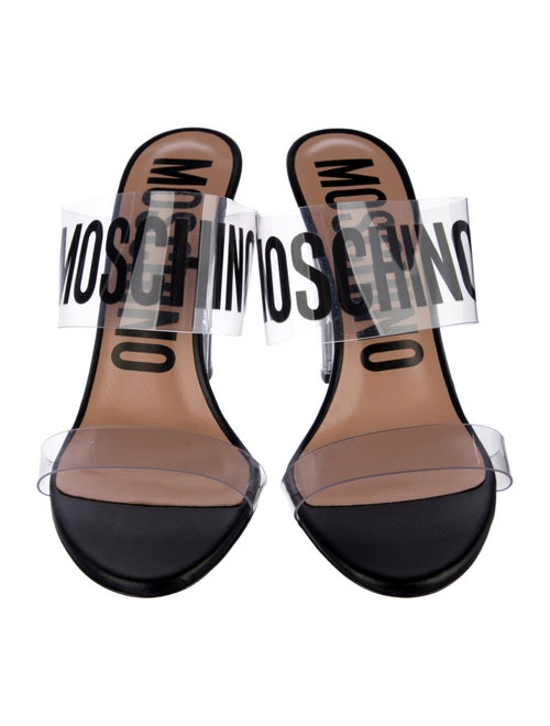 Moschino Leather Graphic Print Slides